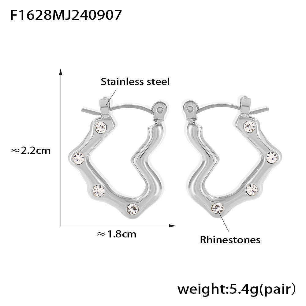 Wholesale Heart Shape Imitation Pearl Earrings Stainless Steel Gold Plated Earrings